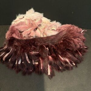 Fur multi color scarf very luxurious ling pink - maroon